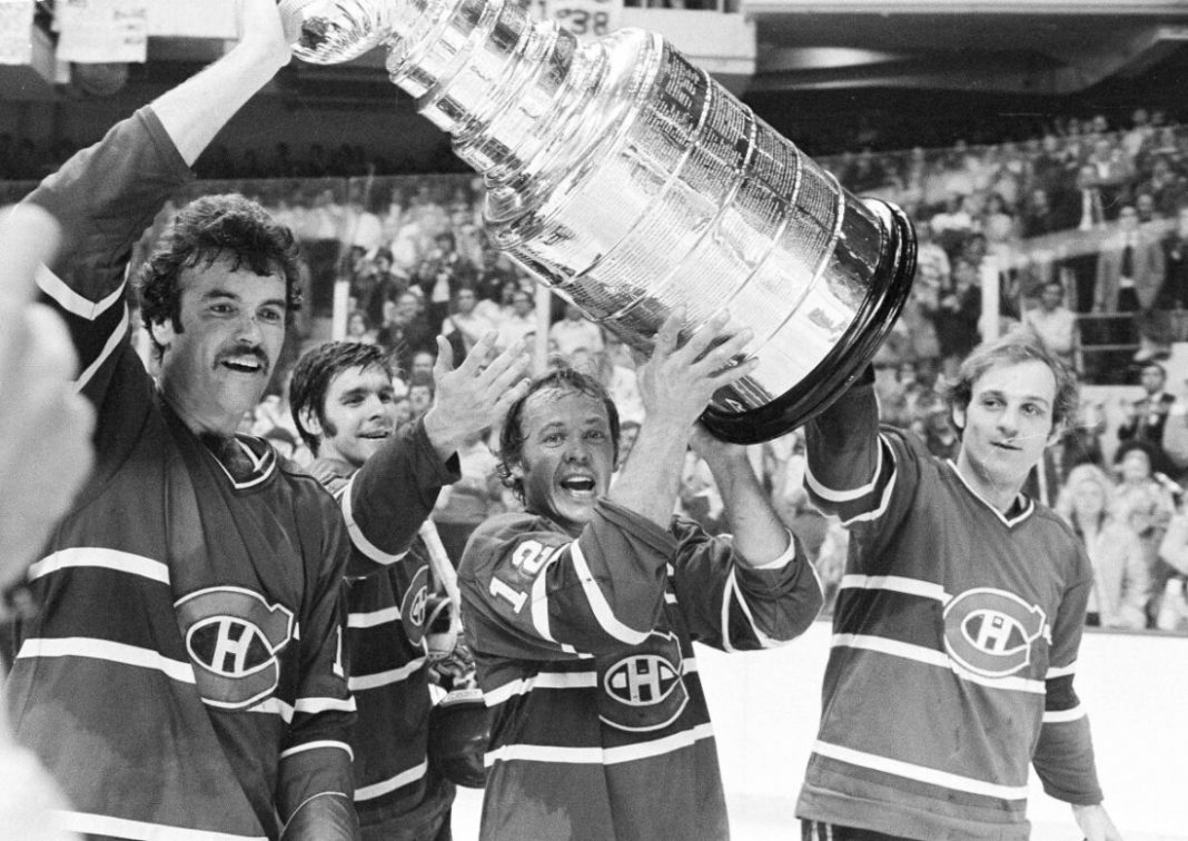 The Montreal Canadiens lifting a Stanley Cup